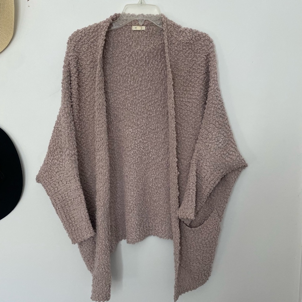 Gray/Purple Slouch Cardigan Sweater